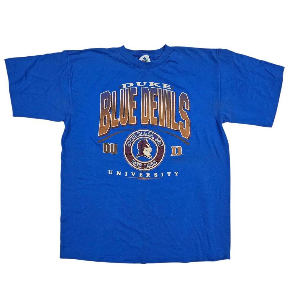Duke Mens Large Blue Devils University Graphic T-Shirt Blue Vintage